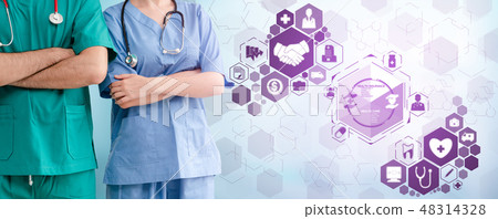 Doctor with Medical Healthcare Graphic in Hospital 48314328