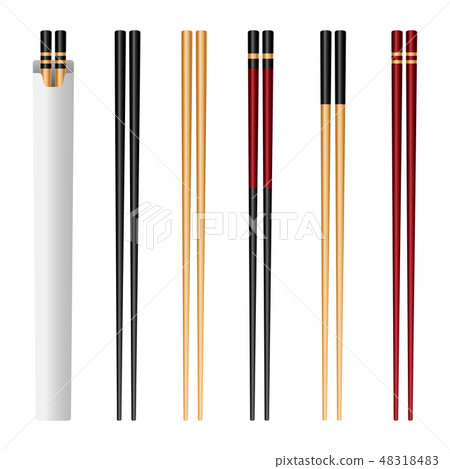 Creative vector illustration of sushi food chopsticks set with soy sauce isolated on transparent 48318483