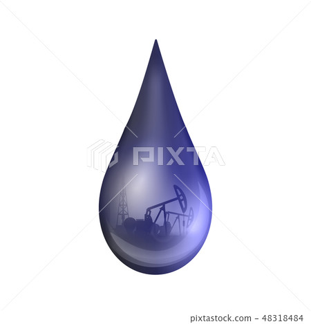 Creative vector illustration of petroleum drop, droplet of a crude gasoline or oil from pump 48318484