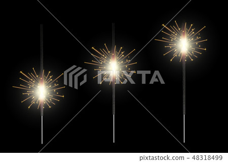 Creative vector illustration of christmas bengal fire glow light sparks isolated on transparent 48318499