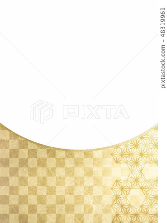 Mami-leaf gold white image (background material) 48319961