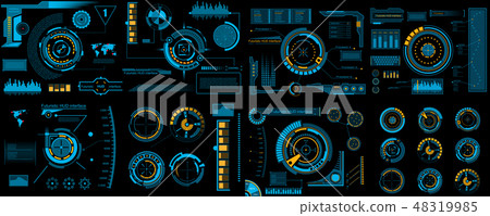 Creative vector illustration of HUD interface elements set, infographics Sci Fi isolated on Creative vector illustration of HUD interface elements set, infographics Sci Fi isolated on 48319985