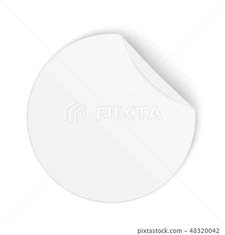 Creative vector illustration of round adhesive stickers with curved corner, folded edges isolated on 48320042