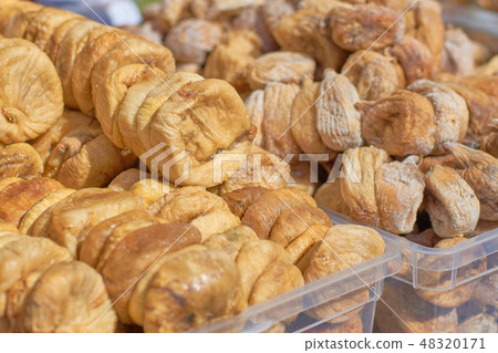 Dried figs, dried fruits closeup, texture 48320171