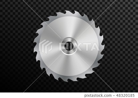 Creative vector illustration of circular saw blade for wood, metal work with welding metal fire 48320185