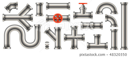 Creative vector illustration of steel metal water, oil, gas pipeline, pipes sewage isolated on Creative vector illustration of steel metal water, oil, gas pipeline, pipes sewage isolated on 48320350