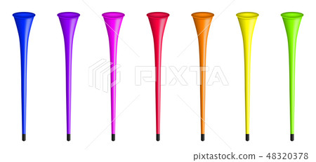 Creative vector illustration of vuvuzela trumpet, pipe, bugle for soccer, football fan isolated on 48320378