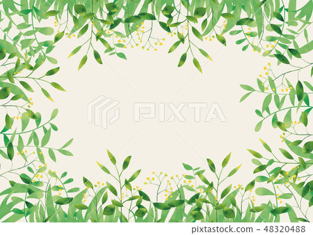 水彩風格質樸開花框架 48320488