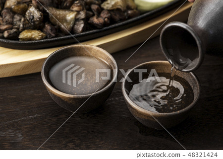 日本酒和雞肉烤 日本酒和雞肉烤 48321424