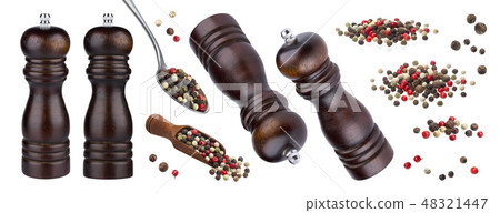 Different peppercorns isolated on white background 48321447