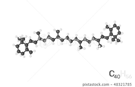 Carotene model molecule. Isolated on white  48321785