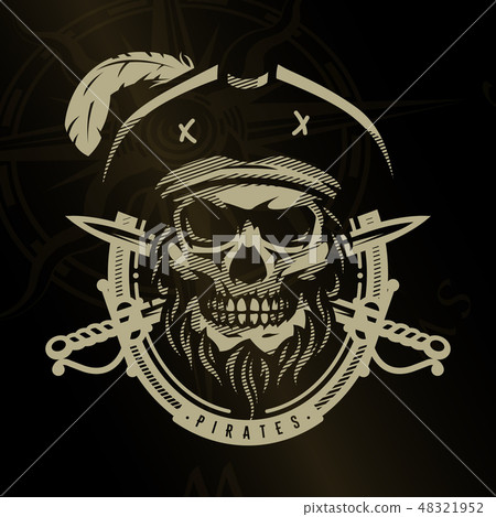 Pirate skull in vintage style. Pirate skull in vintage style. 48321952
