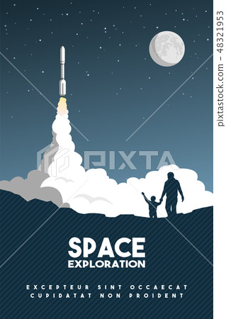 Rocket takes off in the starry sky. Rocket takes off in the starry sky. 48321953