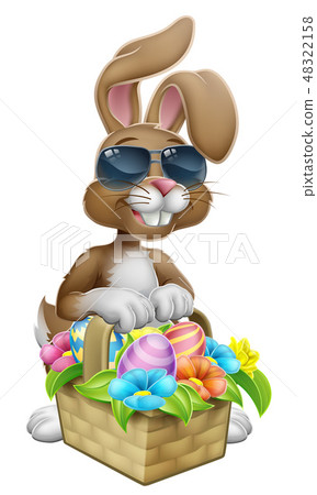 Easter Bunny in Shades Rabbit Eggs Hunt Cartoon 48322158