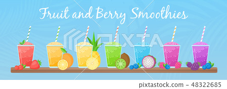 Rainbow natural fruit smoothie colection graphic Rainbow natural fruit smoothie colection graphic 48322685