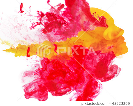 Double exposure of woman face and smoke 48323269