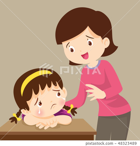 teacher comforting sad girl - Stock Illustration [48323489] - PIXTA