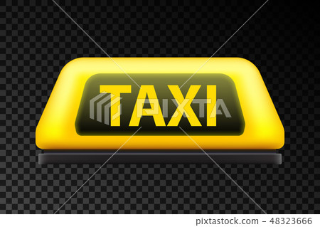 Creative vector illustration of yellow taxi service car roof sign on the street at night blurred Creative vector illustration of yellow taxi service car roof sign on the street at night blurred 48323666
