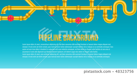 Creative vector illustration of industrial oil, water, gas pipe system and ware pipeline fittings 48323756