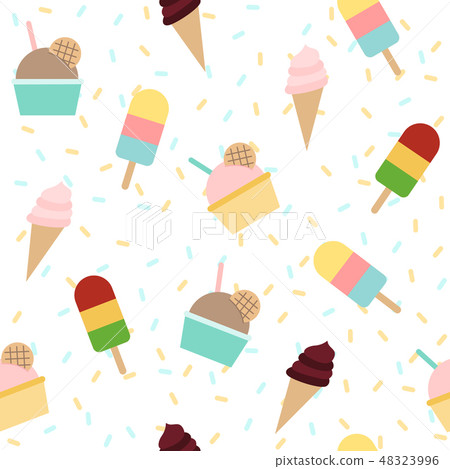 Seamless pattern with ice cream. Flat Ice Cream 48323996