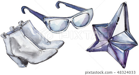 Fashionable sketch glamour illustration in a watercolor style isolated element. Watercolour fashion 48324033