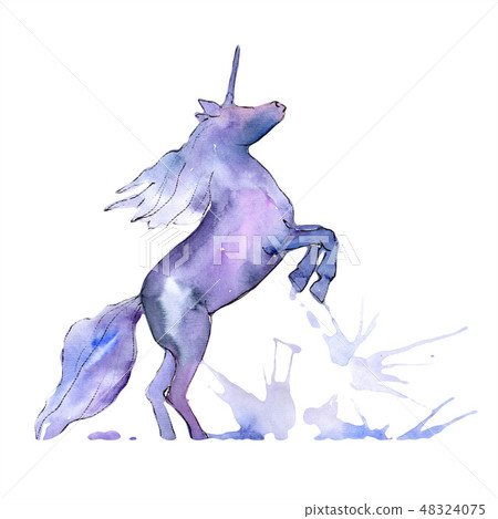 Cute unicorn horse animal horn character. Watercolor background illustration set. Isolated unicorn Cute unicorn horse animal horn character. Watercolor background illustration set. Isolated unicorn 48324075