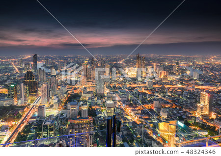 Cityscape of crowded building with light traffic Cityscape of crowded building with light traffic 48324346