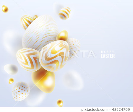 Happy Easter holiday background with 3d eggs 48324709