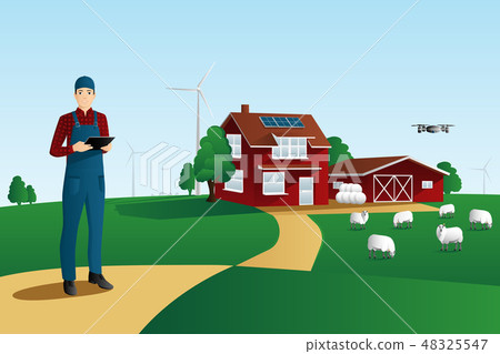 Modern farmer on a smart farm 48325547