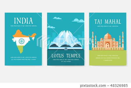 Set of India country ornament travel tour concept. Culture traditional, magazine, book, poster Set of India country ornament travel tour concept. Culture traditional, magazine, book, poster 48326985
