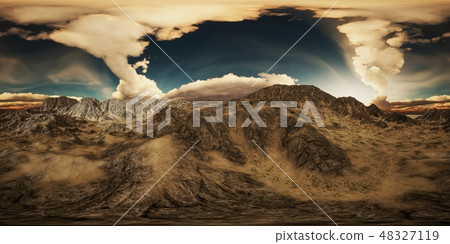 VR 360 Huge Dark Clouds over Scottish Highlands 48327119