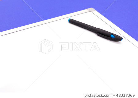 Modern workplace with office-board, pen and calculator isolated on background 48327369