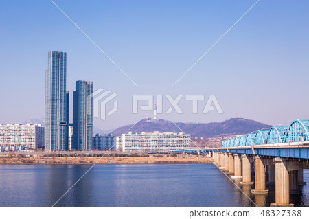 Seoul city and N Seoul Tower, or Namsan Tower Seoul city and N Seoul Tower, or Namsan Tower 48327388