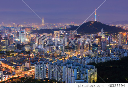 Seoul City Skyline and N Seoul Tower  in Seoul 48327394