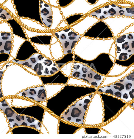 Golden chain glamour seamless pattern illustration 48327519