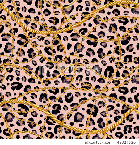 Golden chain glamour seamless pattern illustration 48327520