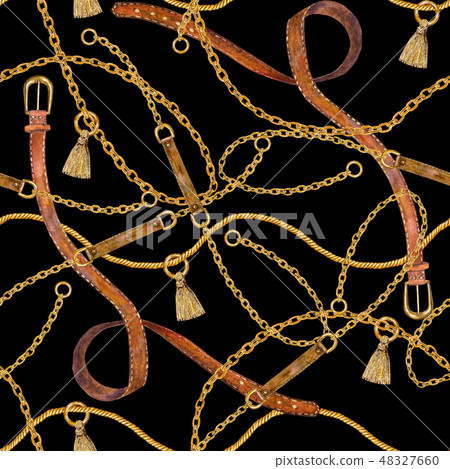 Golden chain glamour seamless pattern illustration Golden chain glamour seamless pattern illustration 48327660