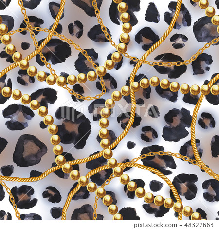 Golden chain glamour seamless pattern illustration 48327663