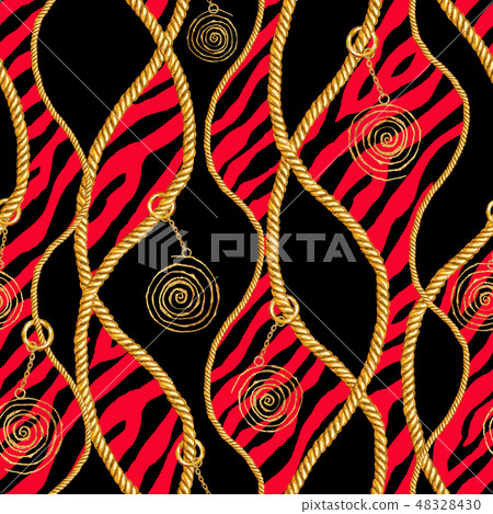 Golden chain glamour seamless pattern illustration Golden chain glamour seamless pattern illustration 48328430