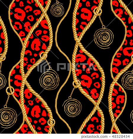 Golden chain glamour seamless pattern illustration Golden chain glamour seamless pattern illustration 48328434