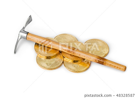 Pickaxe and bitcoins 48328587