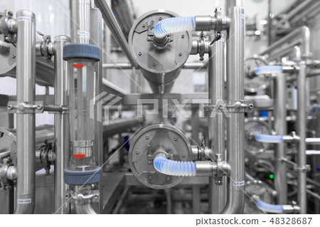 Rotameter and chrome pipes. Industrial background 48328687