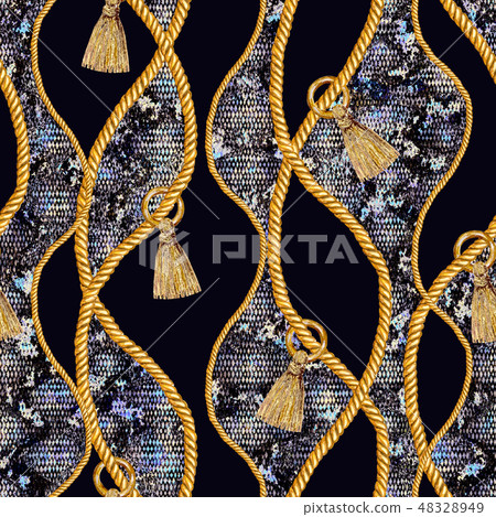 Golden chain glamour seamless pattern illustration Golden chain glamour seamless pattern illustration 48328949