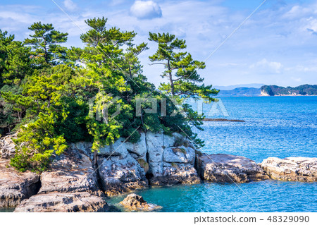 長崎 佐世保 藍天 白雲 夏季 九十九島 海洋 無人島 Sasebo Nagasaki Japan 48329090