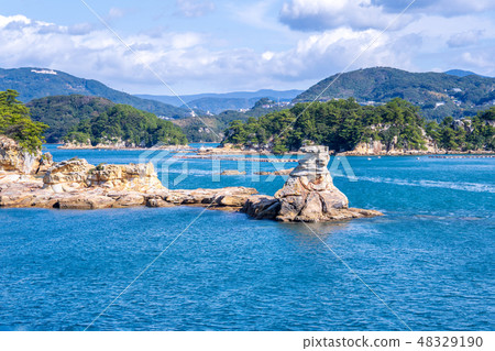 Nagasaki Sasebo Blue Sky White Clouds Summer Ninety-nine Island Ocean Uninhabited Island Sasebo Nagasaki Japan Nagasaki Sasebo Blue Sky White Clouds Summer Ninety-nine Island Ocean Uninhabited Island Sasebo Nagasaki Japan 48329190