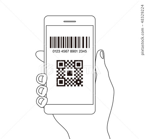 與智能手機解決QR應用智能手機的手寫的例證材料 48329224