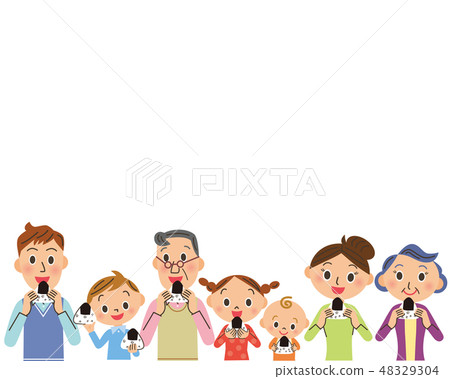 三代家庭吃飯糰 48329304