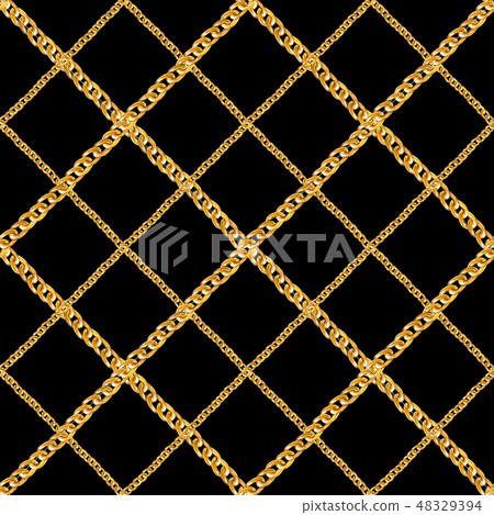 Golden chain glamour seamless pattern illustration 48329394