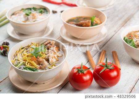 Noodles and soup. Noodles and soup. 48329506