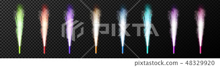 Creative vector illustration of firework fountain of sparks salute isolated on transparent Creative vector illustration of firework fountain of sparks salute isolated on transparent 48329920